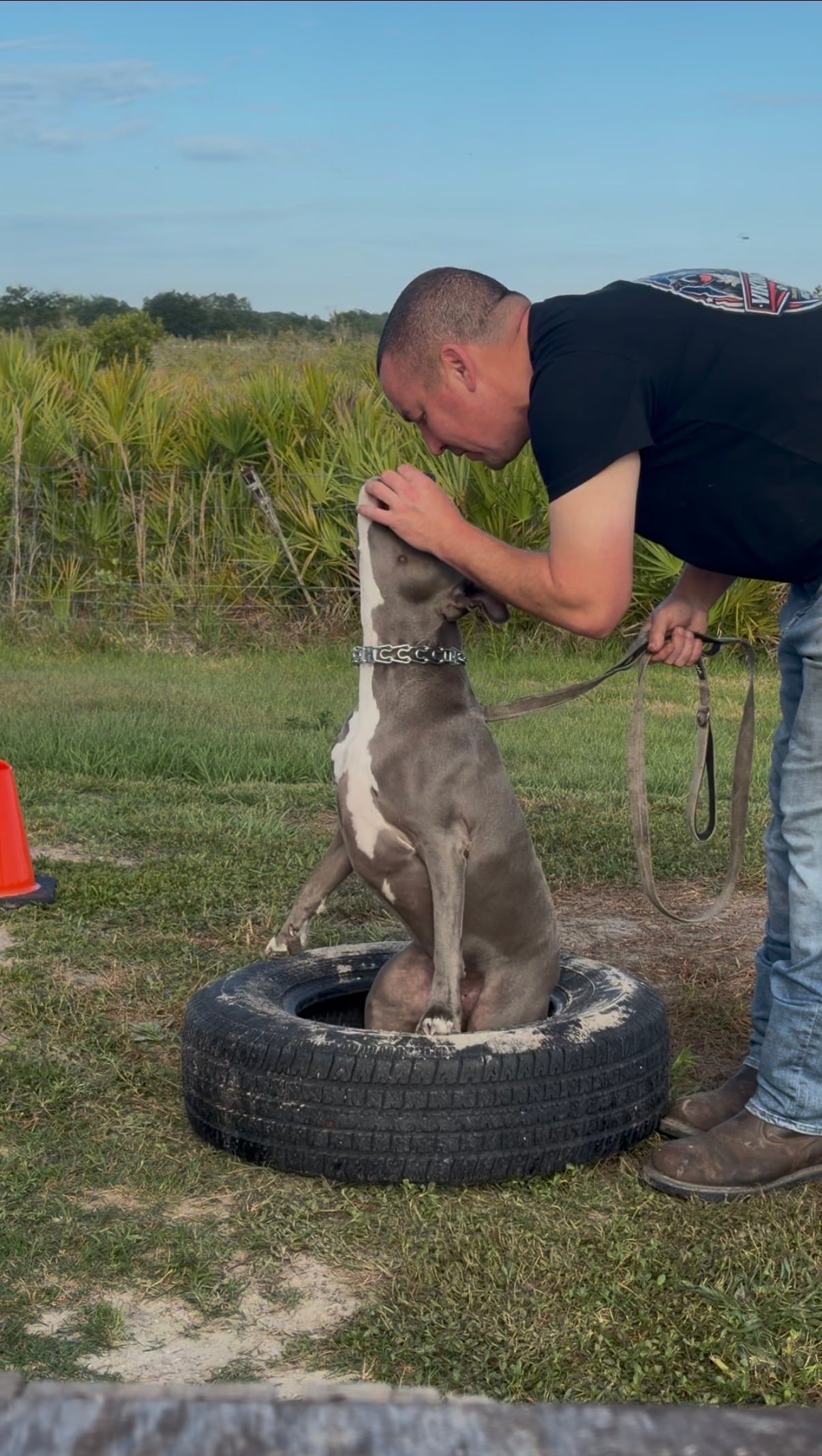 Robert working with Gracie