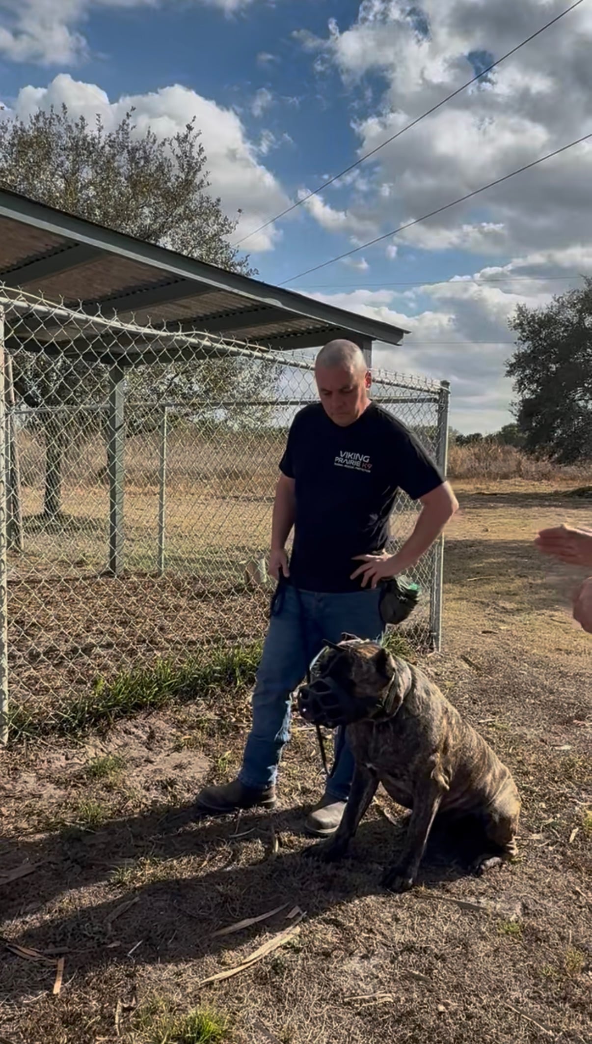 Robert standing at a fence with his Cane Corso beside him